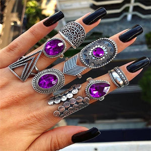 Royal Purple Promises Bohemian Ring Set