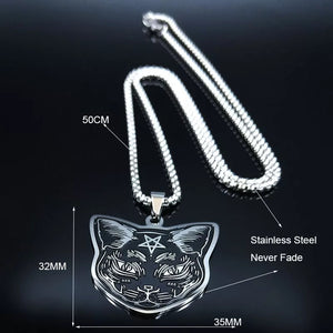 Unisex All Hail Lucipurr Necklace - Stainless Steele