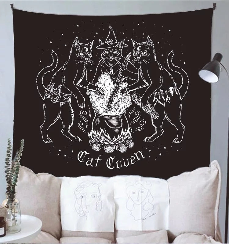 Cat Coven & Third Eye Cat Wall Tapestry