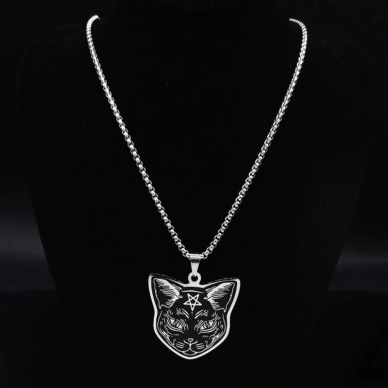 Unisex All Hail Lucipurr Necklace - Stainless Steele