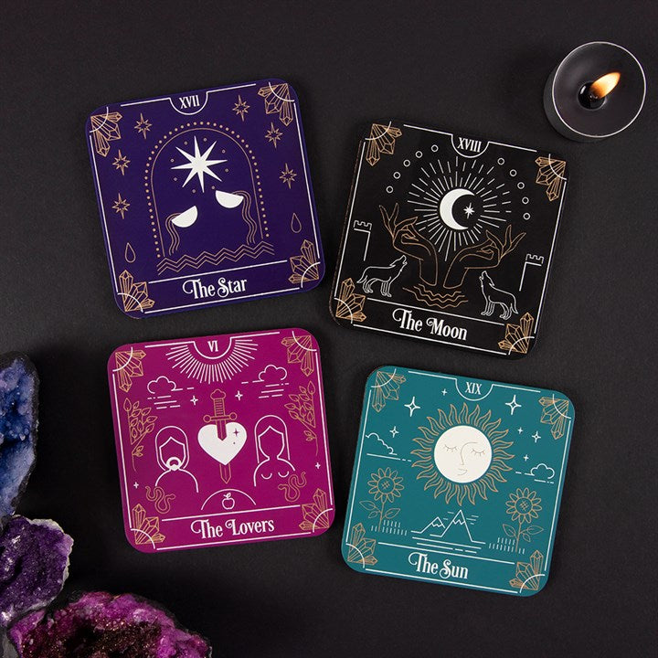 Fortune Teller's Mystical Tarot Card Coaster Set