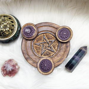 Wooden Pentacle Tealight Candle Holder