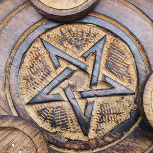 Wooden Pentacle Tealight Candle Holder