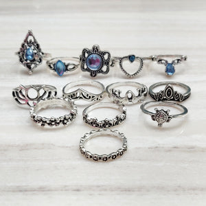 Blue Namaste Bohmian Fashion Ring Set