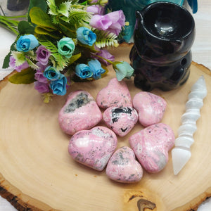 Rhodanite Heart Shaped Palm Stone