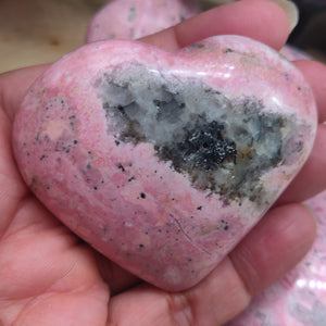 Rhodanite Heart Shaped Palm Stone