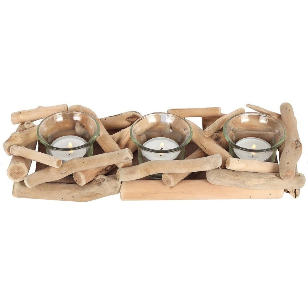 3pc Driftwood Candle Holder