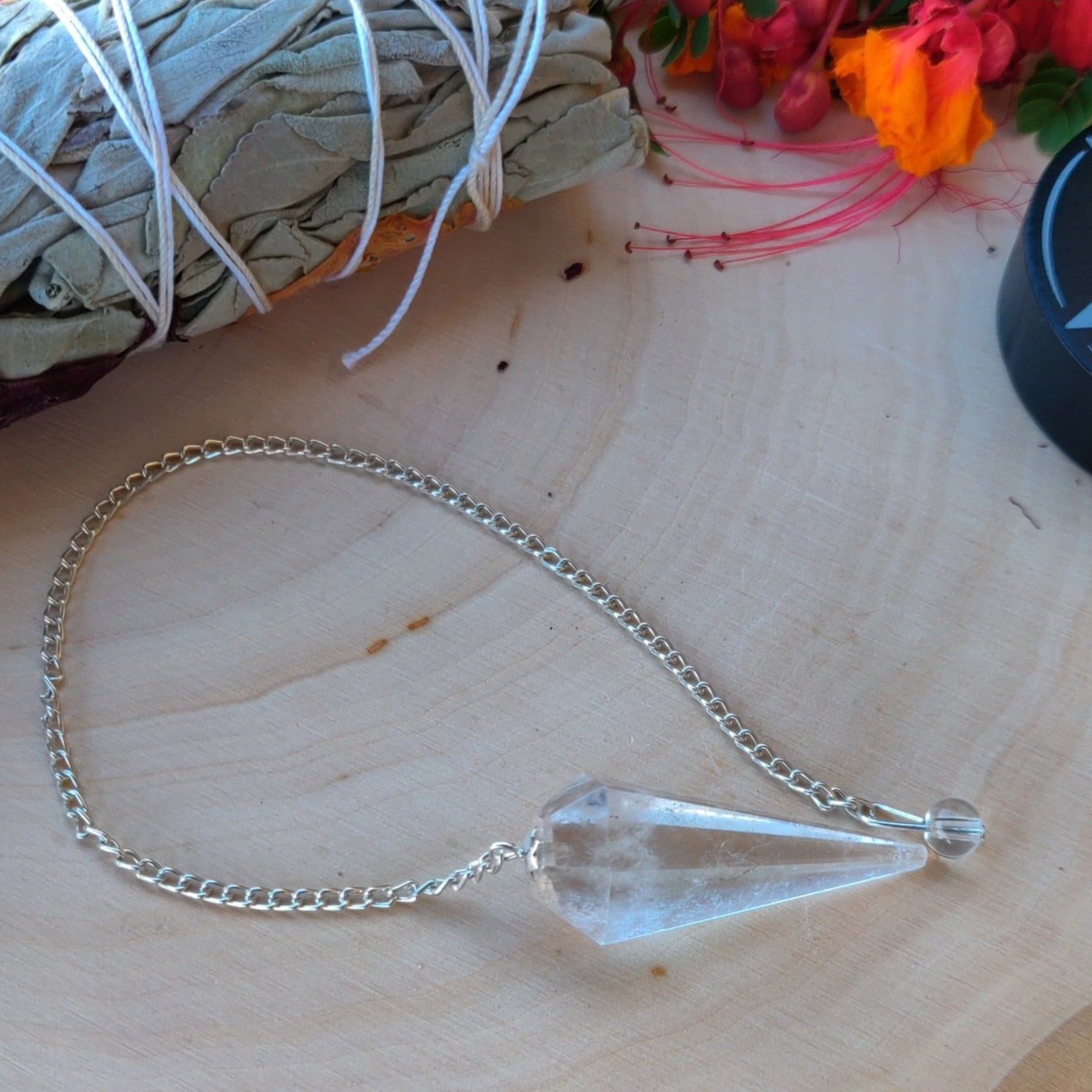 Clear Quartz Faceted Pendulum