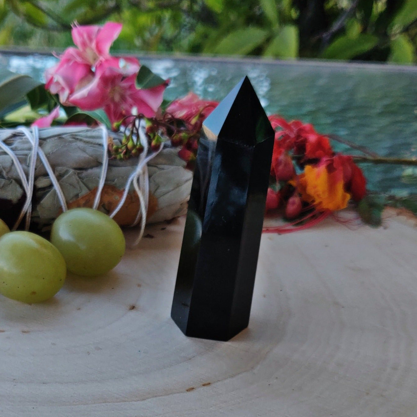 Black Obsidian Crystal Tower/Point