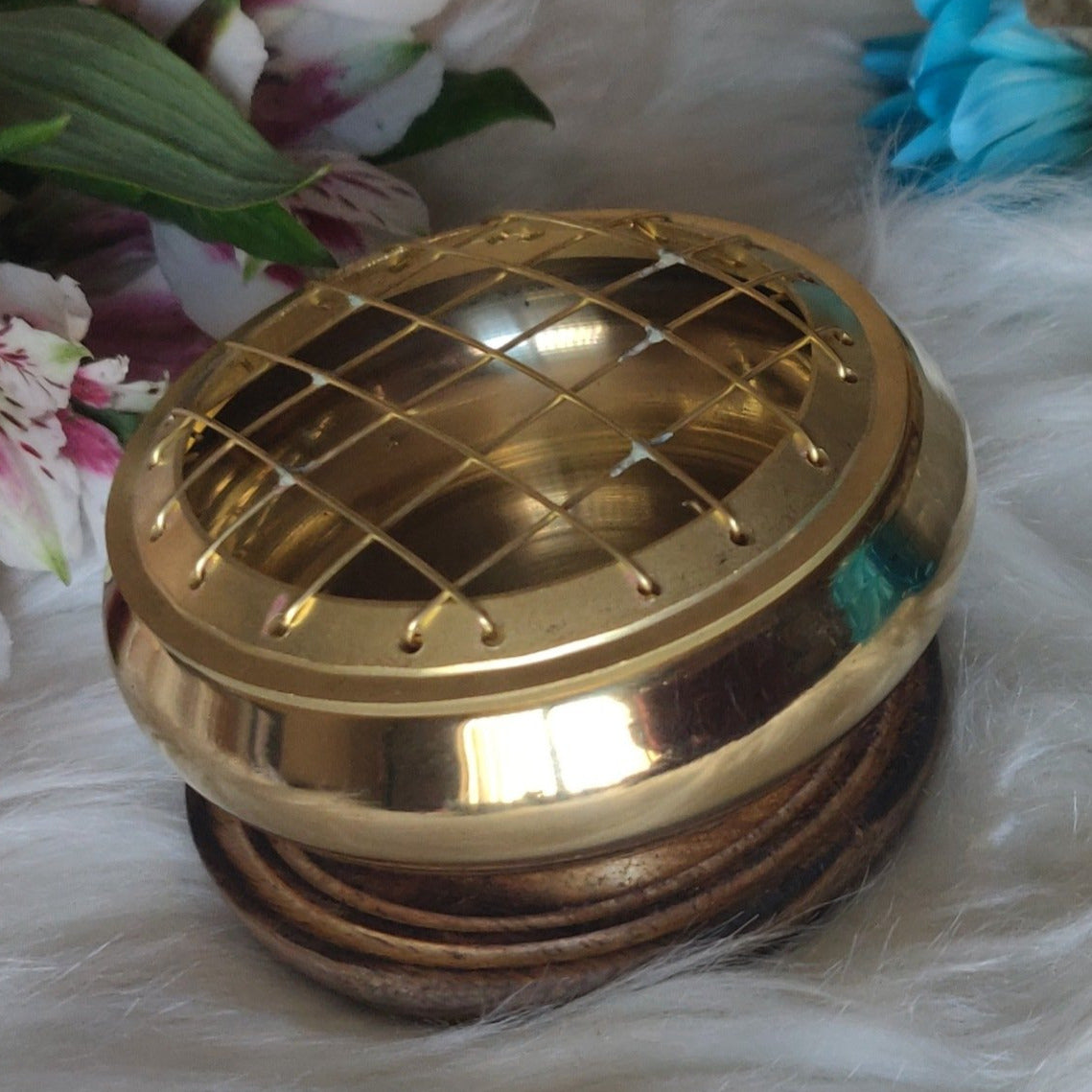 Brass Screen Rosebowl Incense Burner