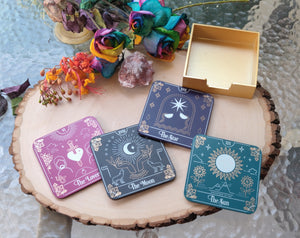 Fortune Teller's Mystical Tarot Card Coaster Set