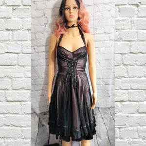 Blacklist Lip Service Black Lace and Blush Pink Satin Dress (XL) - PreLoved Apparel