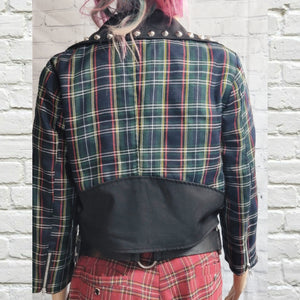 Lip Service Green Plaid Stud Jacket (L) - PreLoved Apparel