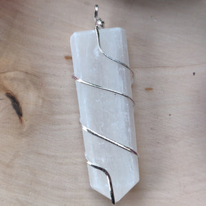 Flat Wire Wrapped Crystal Pendant