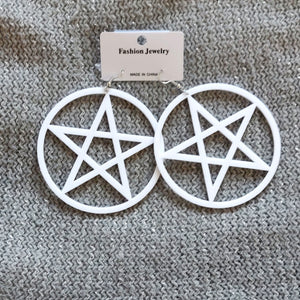 Black or White Oversized Pentacle Earrings