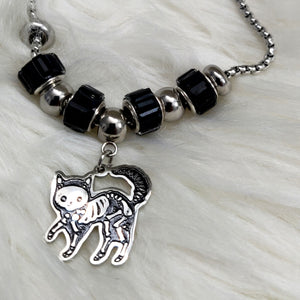 Prancing Dia de los Muertos Cat Bracelet - Stainless Steele