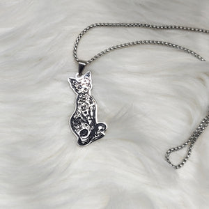 Unisex Astrology Tattooed Sphinx Cat Necklace - Stainless Steele